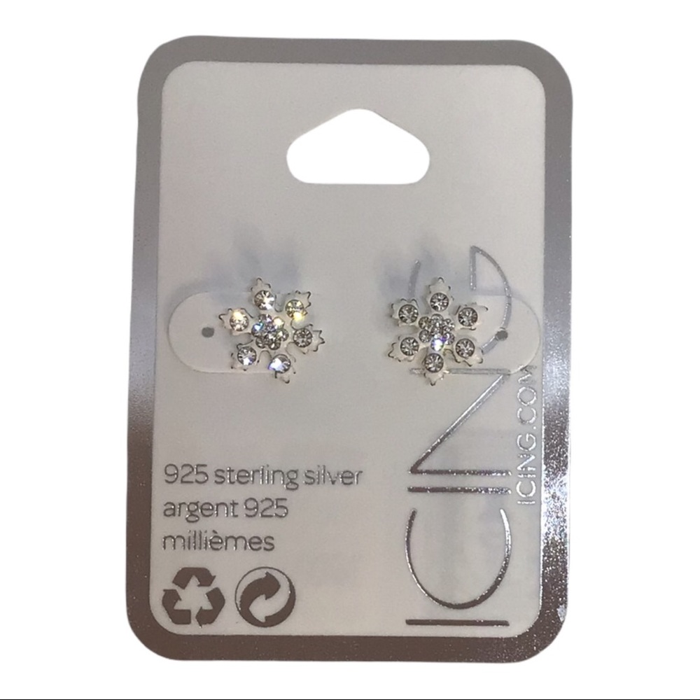 ❄️ Snowflake & Crystal Sterling Silver Earrings